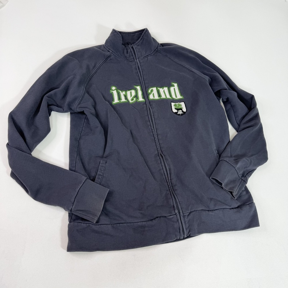 Romika Relax Jacket Mens 2XL Gray Ireland Track Full Zip Embroidered Shamrock
